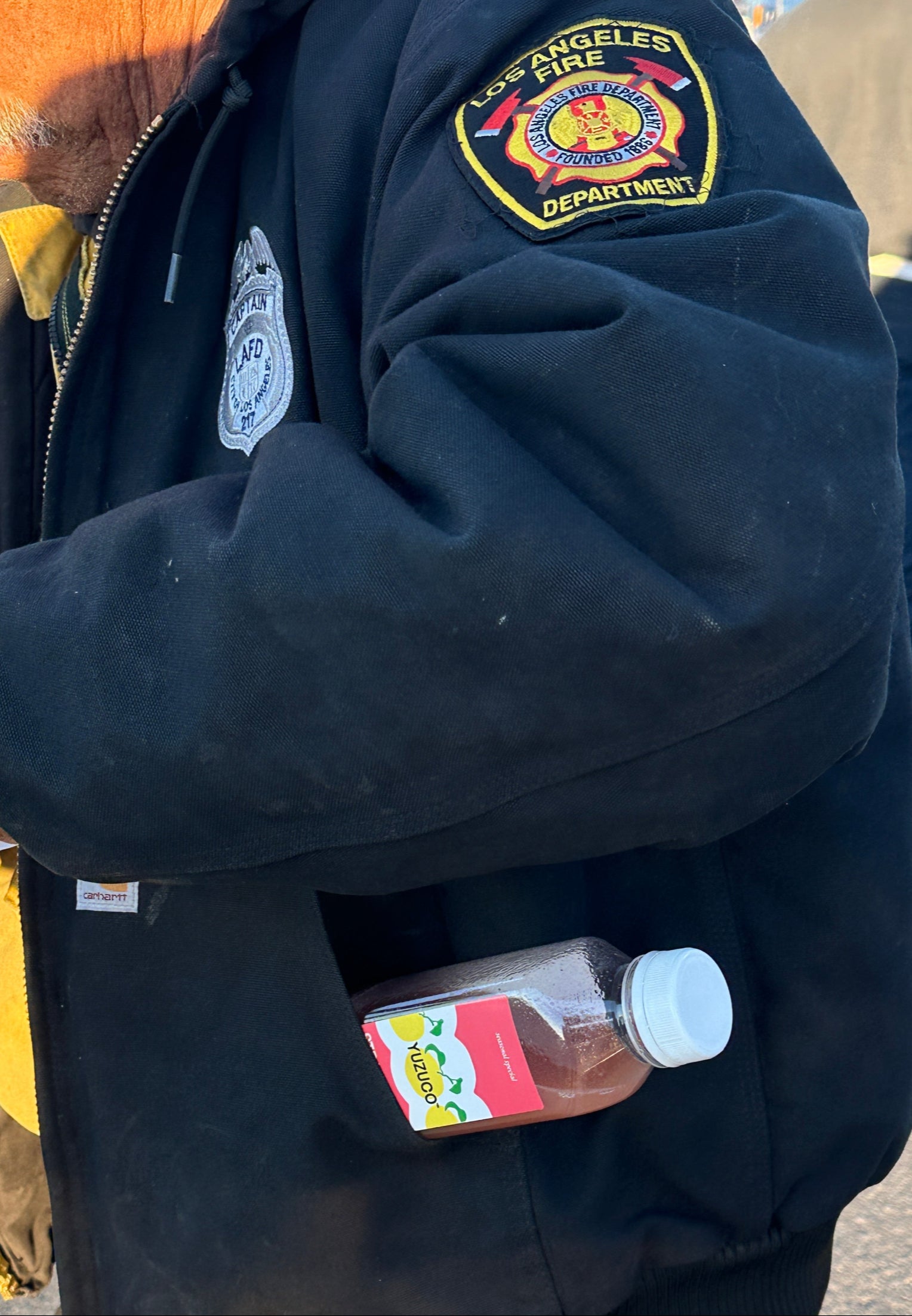 strawberry yuzu ade in the pocket of LAFD captain